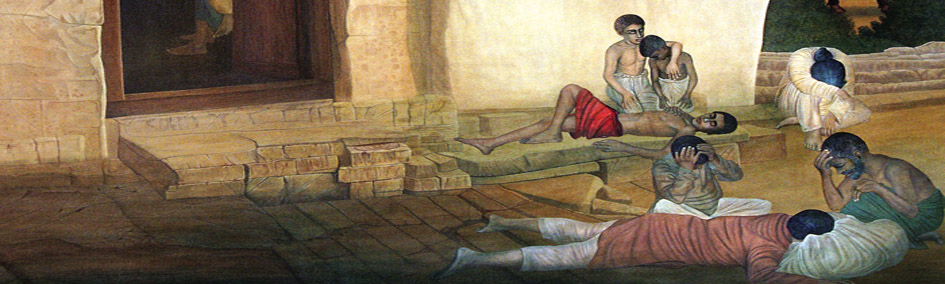 Detail from a Jimmy Engineer canvas — compassion for the suffering